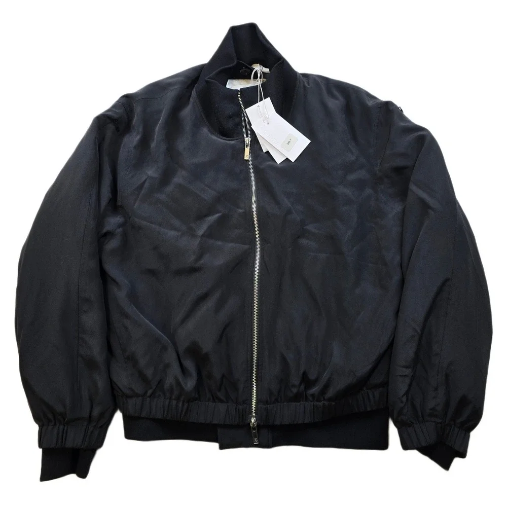 Helmut Lang Zip Bomber Jackets Mens Medium Black 2 In 1‎ Jacket Silk $1295 NEW